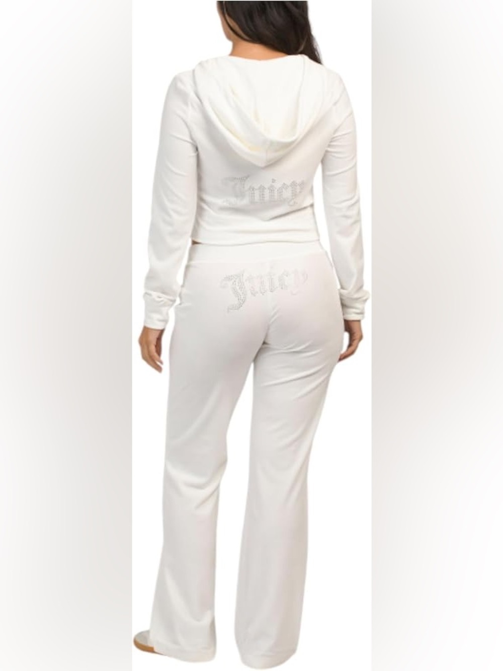 Juicy Couture Velour Rhinestone Logo TrackSuit Set White Small
